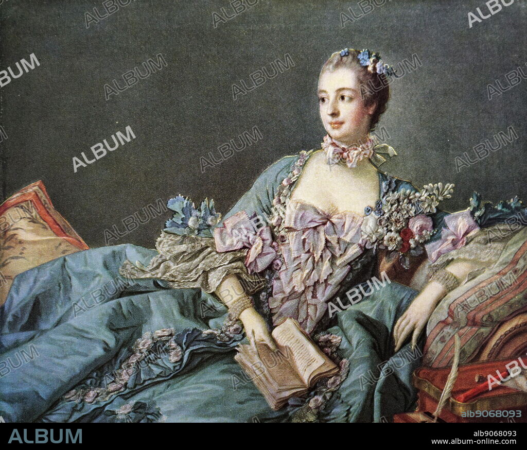 Portrait of Madame de Pompadour by Francois Boucher. Francois Boucher (1703-1770) a French painter, draughtsman and etcher.