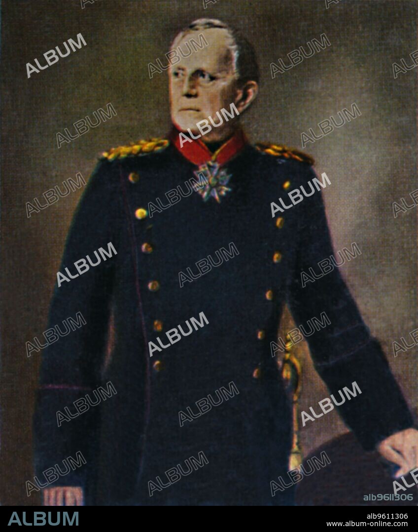 'Helmuth von Moltke 1800-1891', 1934. Helmuth Karl Bernhard Graf von Moltke (1800-1891), German Field Marshal. The chief of staff of the Prussian Army for thirty years, he is regarded as the creator of a new, more modern method of directing armies in the field. From "Die Großen der Weltgeschichte". [Eckstein-Halpaus, Dresden, 1934].