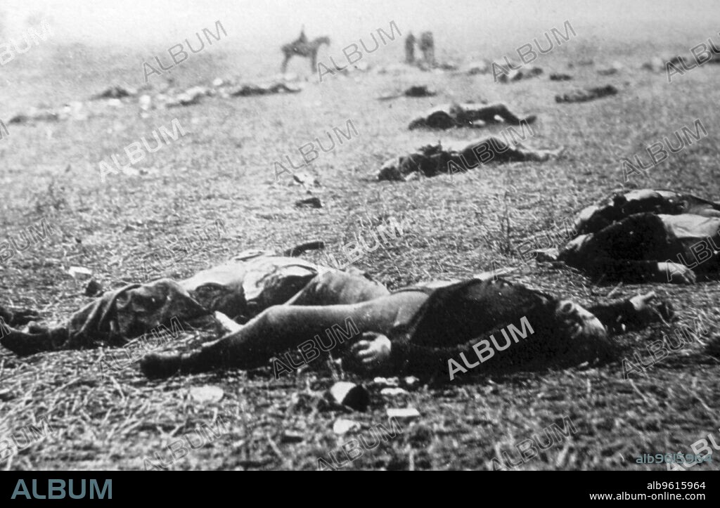'Death on a Misty Morning', aftermath of the Battle of Gettysburg, American Civil War, 5 July 1863. Gettysburg was the largest battle ever fought in the Western Hemisphere. Casualties on both sides were extremely heavy, amounting to some 51,000 in all. The battle is generally regarded as marking the turning point of the Civil War in favour of the Union.
