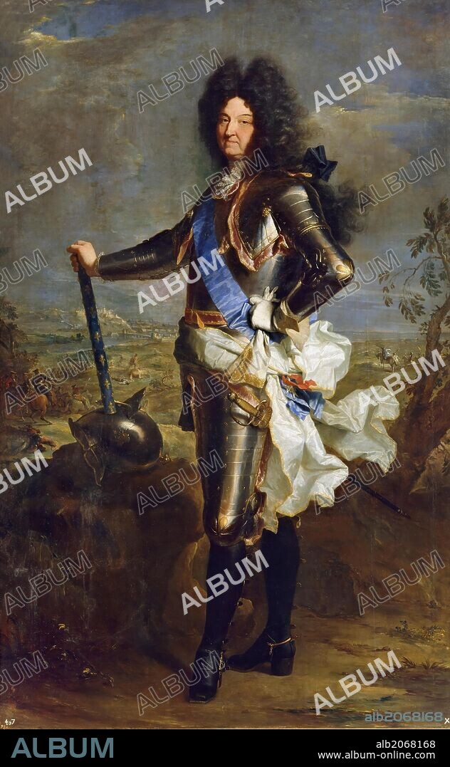 Hyacinthe Rigaud / 'Luis XIV, rey de Francia', 1701, Escuela Francesa, Óleo sobre Lienzo, 238 cm x 149 cm, P02343.