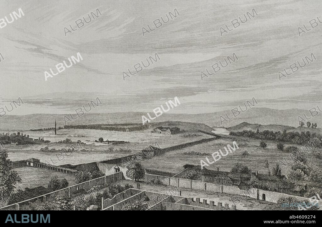 Imperio Otomano. Turquía. Vistas del Palacio Viejo (Eski Saray). Grabado por Lemaitre, Vormser y Fonnstecher. Historia de Turquía, por Joseph Marie Jouannin (1783-1844) y Jules Van Gaver. Panorama Universal, edición española de 1840.