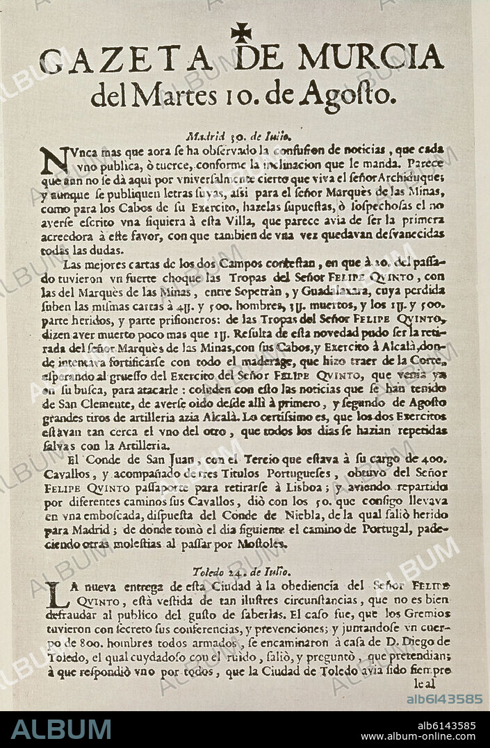 GACETA DE MURCIA-19 DE JULIO 1706.
