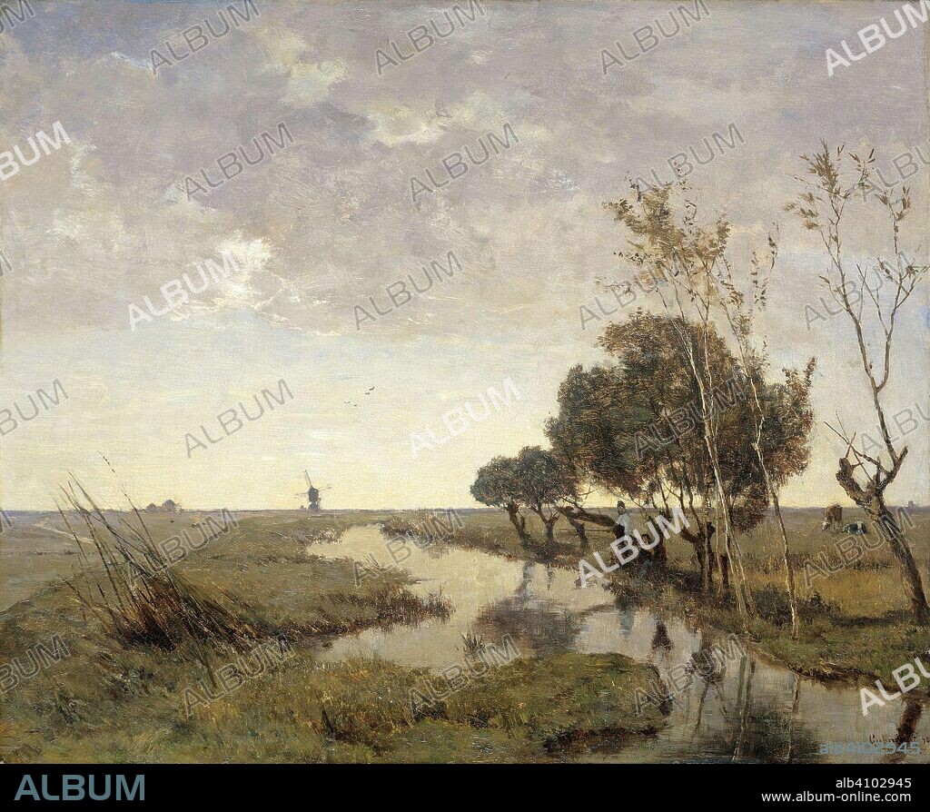 PAUL JOSEPH CONSTANTIN GABRIEL. A Watercourse near Abcoude. Dating: 1878. Measurements: h 41 cm × w 50 cm; d 10 cm; w 9 kg.
