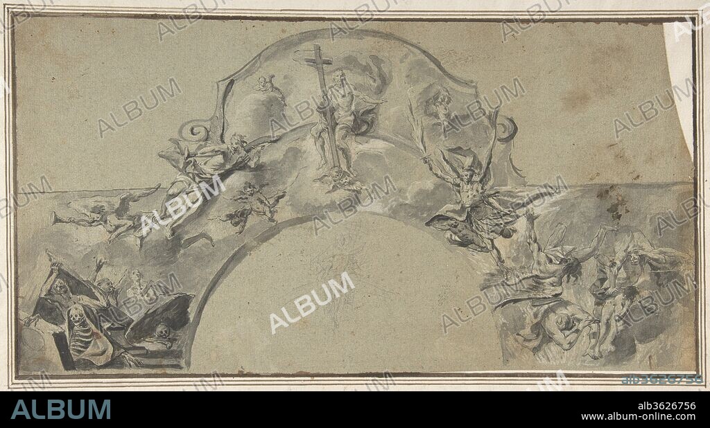 Christ as Judge. Artist: Gottfried Bernhard Goetz (German, Velehrad 1708-1774 Augsburg). Dimensions: sheet: 8 7/16 x 15 9/16 in. (21.5 x 39.5 cm). Date: 1708-74.