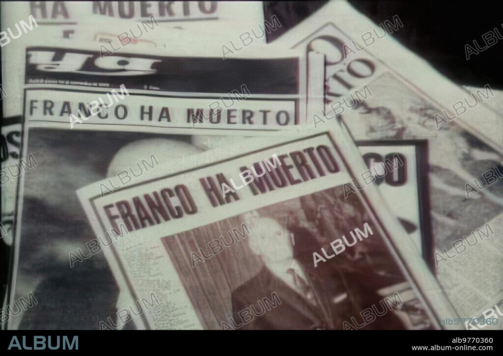 20 noviembre 1975. Portadas de Periodicos Españoles Anunciando el fallecimiento de Francisco franco.