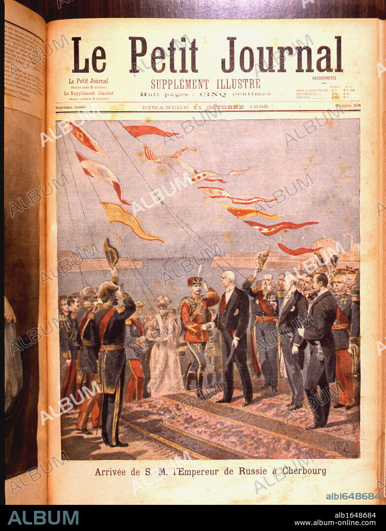 Russian foreign policy. Nicholas II (1868-1919) Tsar of Russia from 1894, arriving at Dunkirk, France, on a state visit. From Le Petit Journal, Paris, 29 December 1901.