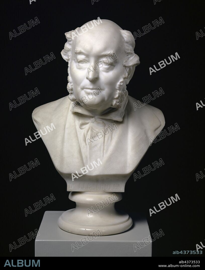 Bust of Professor Johann Jakob Bachofen-Burckhardt, 1884, marble, 54.5 x 38.5 x 28 cm, signed and dated on the reverse on the bust edge: Richard Kissling 1884, inscribed on the front on the bust edge:, [R, ., superscript] I. I. BACHOFEN, Richard Kissling, Wolfwil/Solothurn 1848–1919 Zürich.