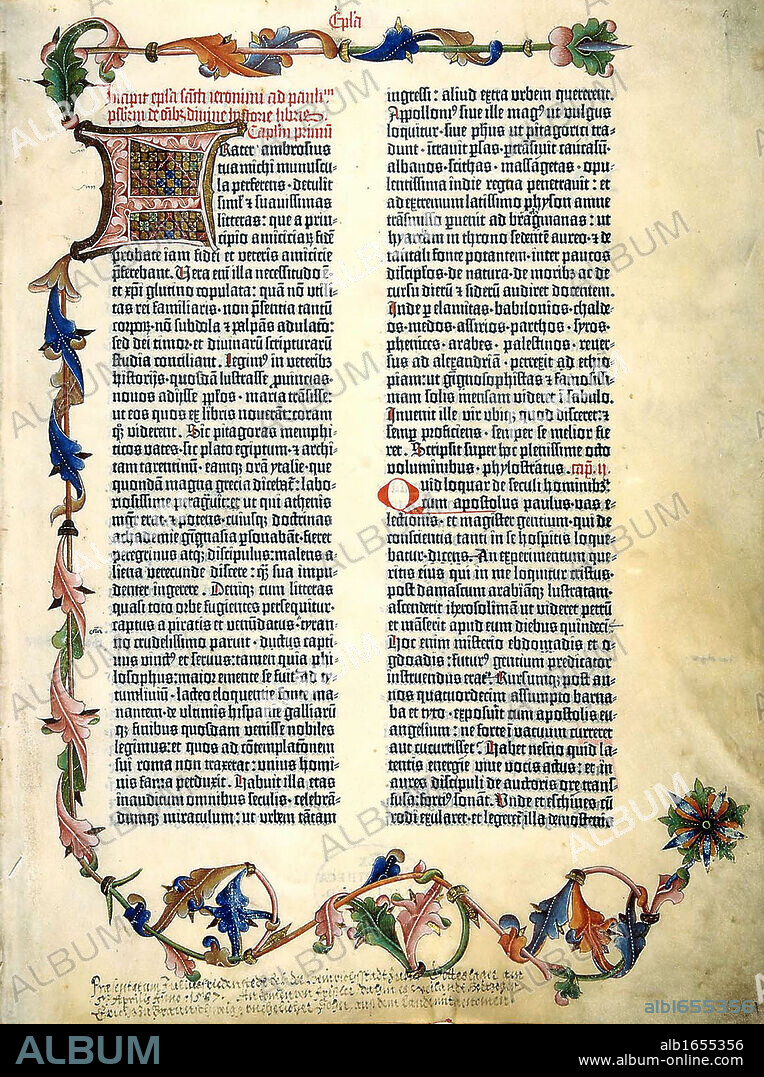 The Gutenberg Bible. First major book printed with a movable type printing press, marking the start of the "Gutenberg Revolution" and the age of the printed book. Widely hailed for its high aesthetic and artistic qualities, the book has iconic status in the West. 1450s. Only twenty-one complete copies survive, and they are considered by many sources to be the most valuable books in the world.