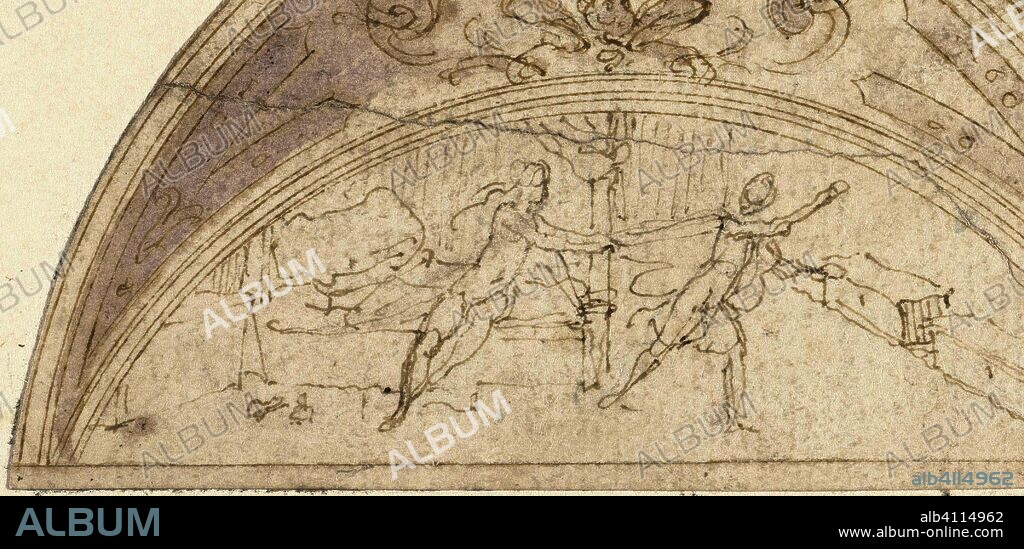 PERIN DEL VAGA. Joseph and the wife of Potiphar. Draughtsman: Perino del Vaga. Dating: 1520 - 1547. Measurements: h 63 mm × w 110 mm.