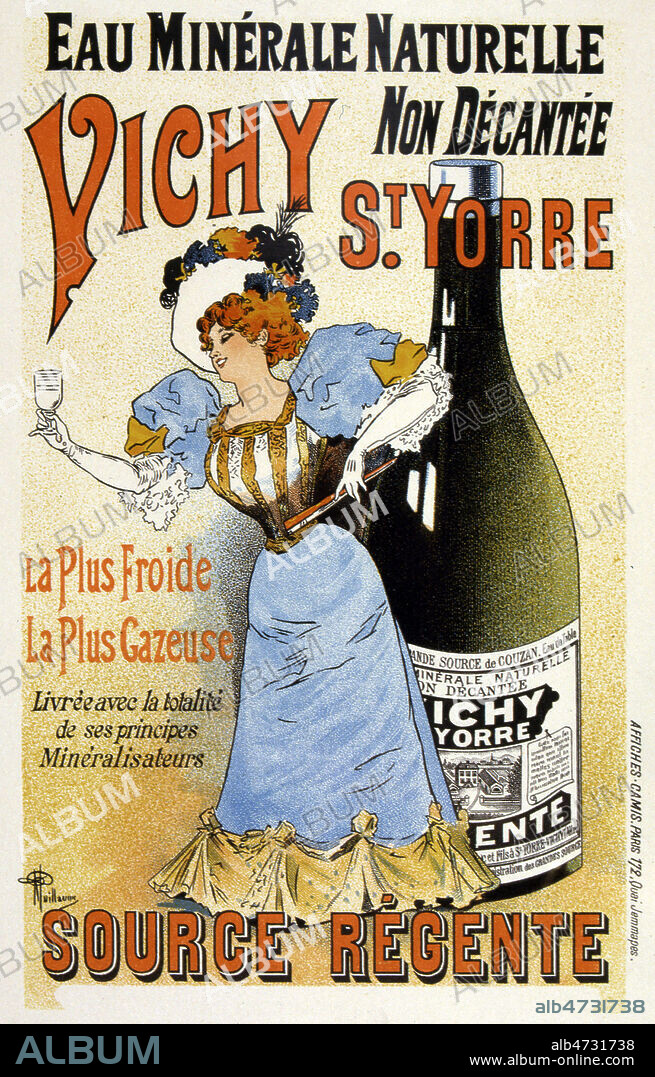 Affiche pour l'eau minerale Vichy St Yorre, vers 1910. Illustration par Albert GUILLAUME (1873-1942). Credit : Jean Vigne/KHARBINE-TAPABOR.