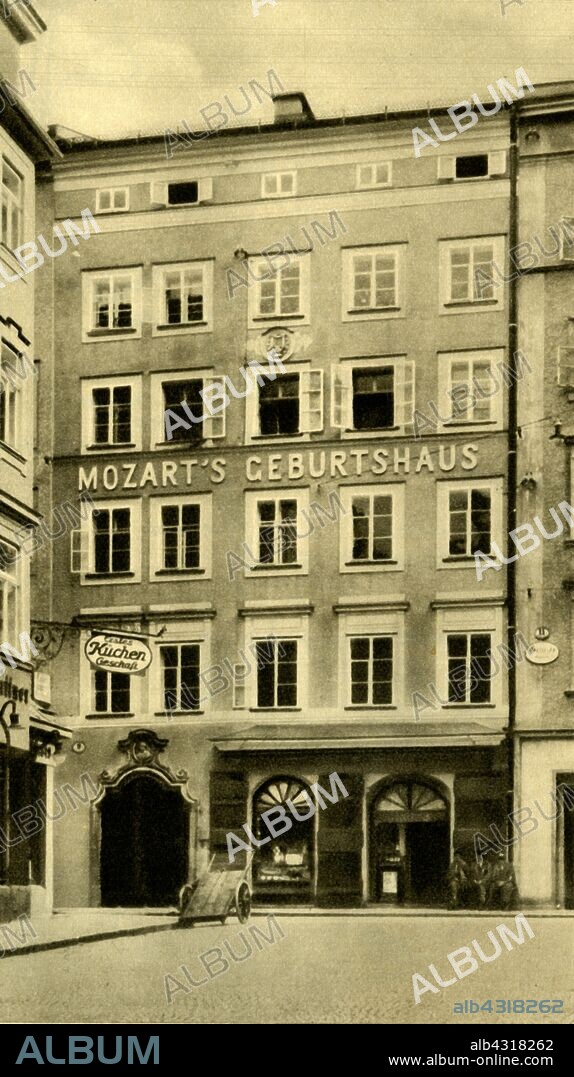 Mozart's birthplace, Salzburg, Austria, c1935. The house, now a museum, in which composer Wolfgang Amadeus Mozart (1756-1791) was born. The Mozart family lived on the third floor from 1747 to 1773. From "Österreich - Land Und Volk", (Austria, Land and People). [R. Lechner (Wilhelm Müller), Vienna, c1935].