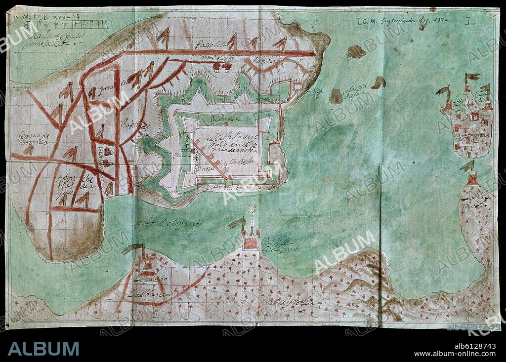 PLANO DEL GOLFO DE LEPANTO - DIBUJO DEL SIGLO XVIII.