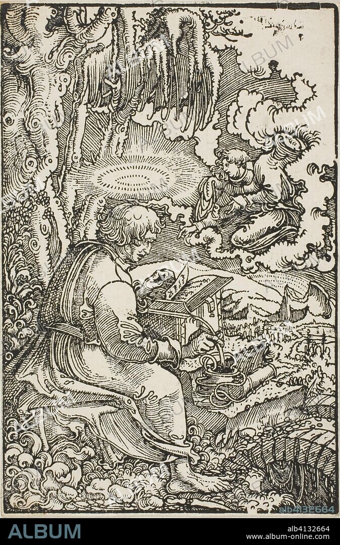 St. Matthew, from The Luther Bible. Georg Lemberger (German, 1495-1540); published by Melchior Lotter II (German, d. 1542). Date: 1501-1600. Dimensions: 145 x 95 mm (primary support); 230 x 180 mm (secondary support). Woodcut in black on ivory laid paper. Origin: Germany.