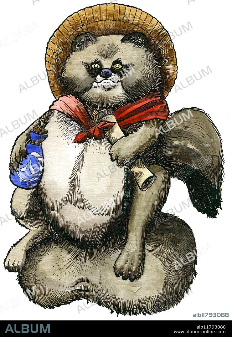 D650(RS): The Yokai are supernatural creatures of Japanese folklore. This is the Tanuki, the Japanese raccoon dog, bringer of good luck, fortune, and mischief. Credit: Richard Svensson/Fortean Picture Library.