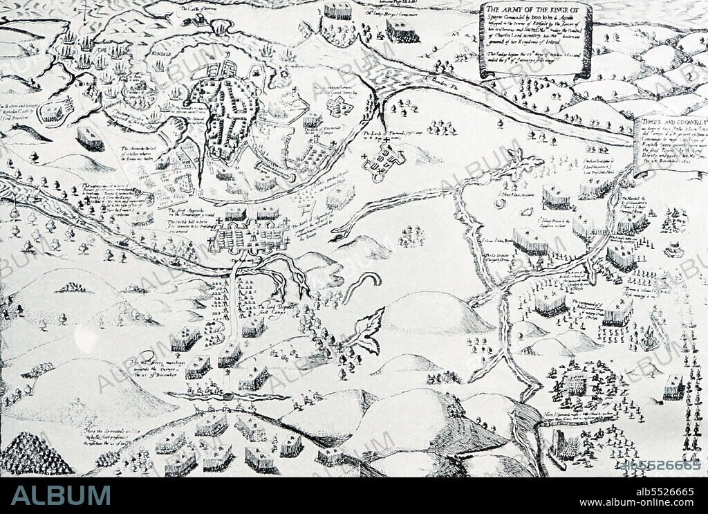 Panoramic drawing of the Siege and Battle of Kinsale by George Carew. The siege of Kinsale, or Battle of Kinsale, was the ultimate battle in England's conquest of Gaelic Ireland, commencing in October 1601, near the end of the reign of Queen Elizabeth I, and at the climax of the Nine Years' War--a campaign by Hugh O'Neill, Hugh Roe O'Donnell and other Irish lords against English rule.
