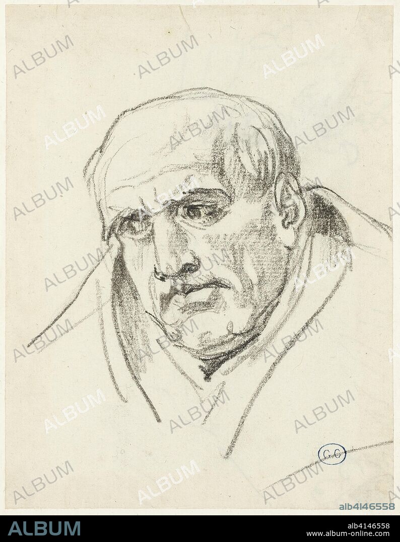 Bust of an Older Man. Jacques Louis David; French, 1748-1825. Date: 1805-1815. Dimensions: 133 × 102 mm. Black crayon, on off-white laid paper, edge mounted on cream wove paper. Origin: France.