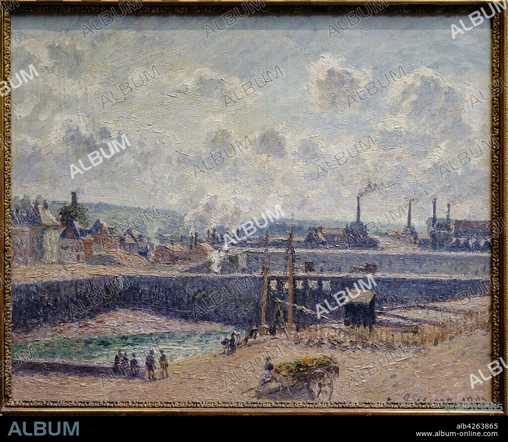 Camille Pissarro, . Dieppe, bassin Duquesne. Marée basse, soleil, matin,. 1902,. huile sur toile, Museo de Orsay, Ministerio de Cultura y Comunicación Francés, Paris, France,Western Europe.