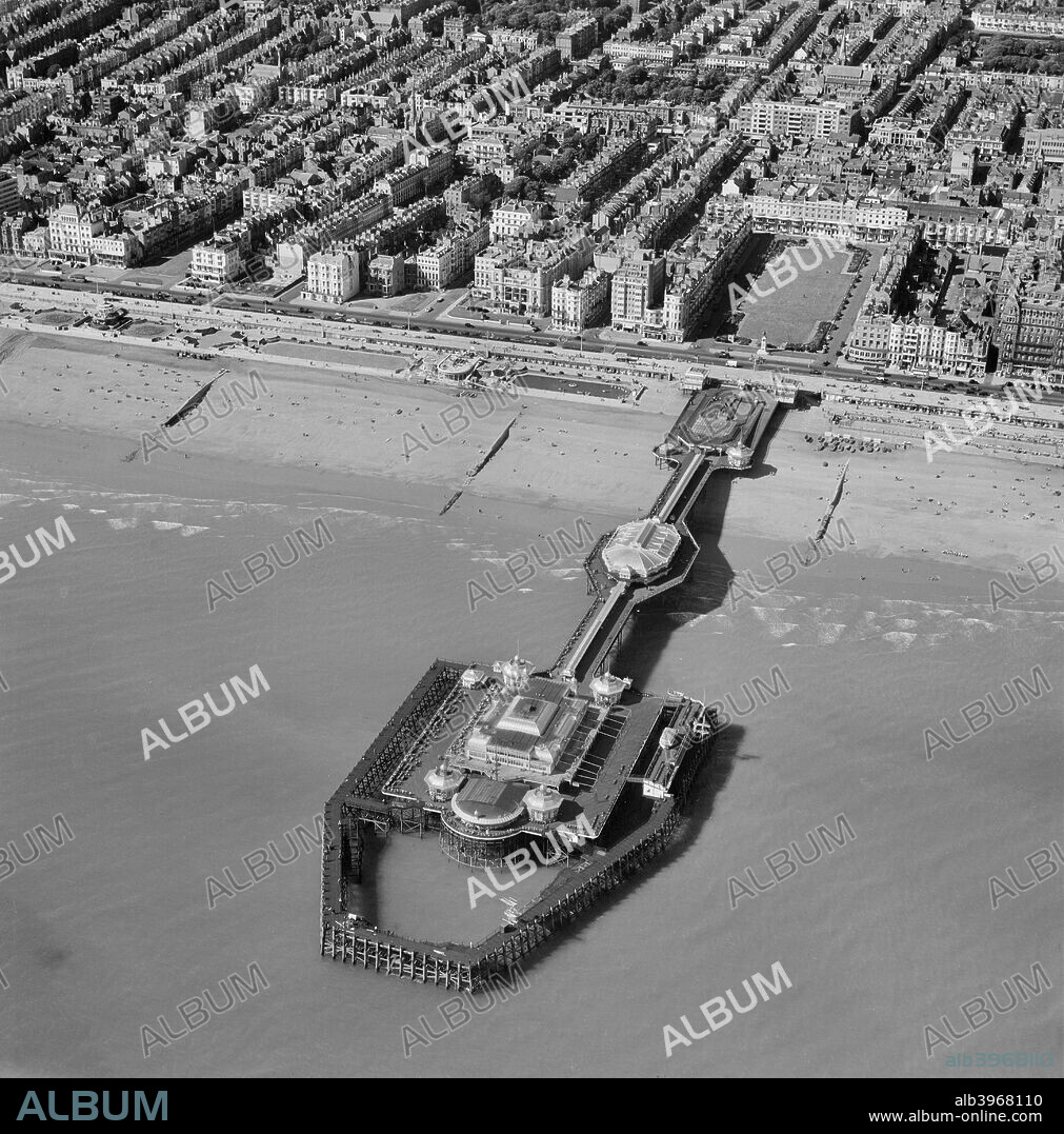 The West Pier, Brighton, Sussex, 1952. Designed by Eugenius Birch, Brighton's West Pier opened in 1866, but closed in 1975 since when it has increasingly fallen into disrepair.