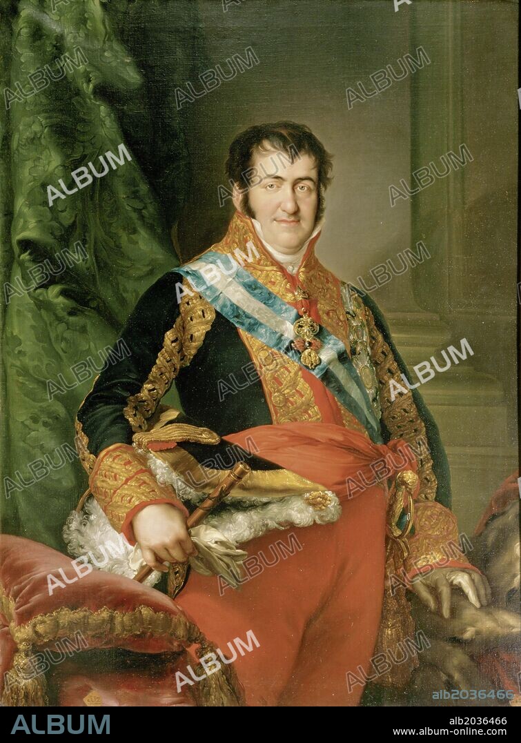 VICENTE LOPEZ PORTAÑA y LUIS LÓPEZ PIQUER. Vicente López Portaña / 'Fernando VII', 1833, Óleo sobre lienzo, 142 X 106 cm.
