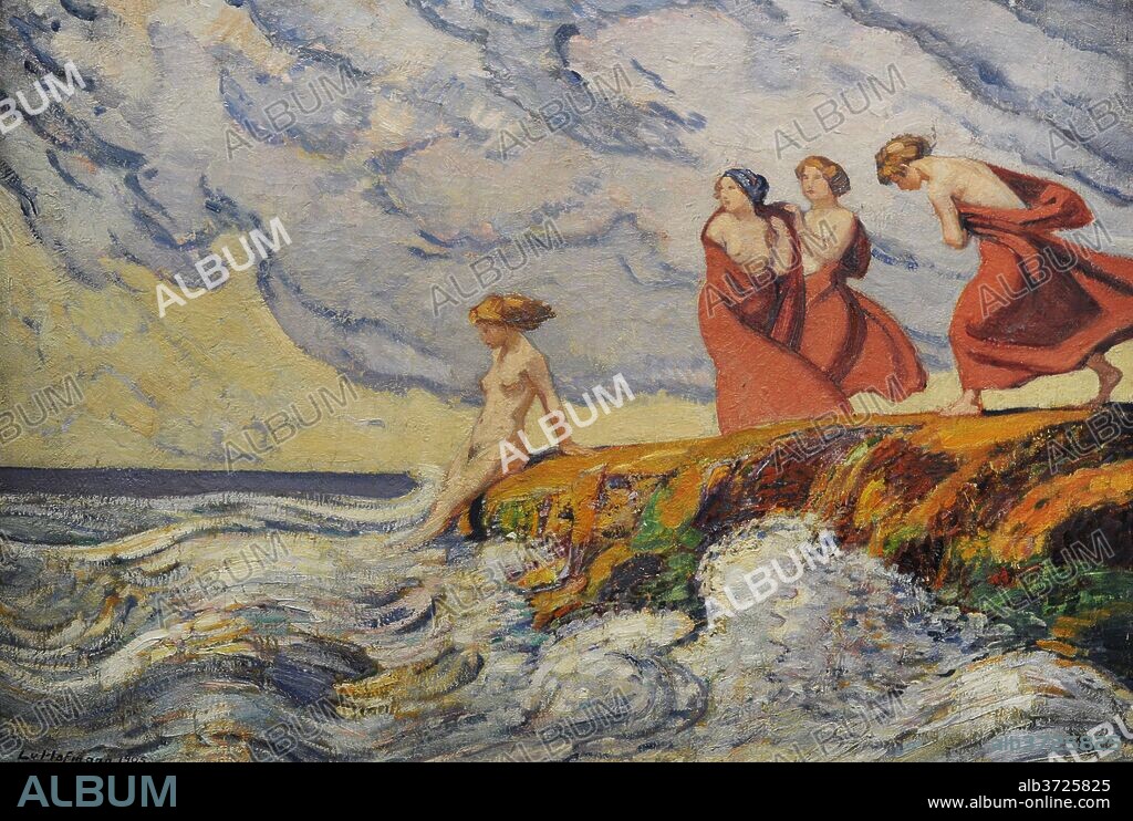 Ludwig von Hofmann (1861-1945). Pintor alemán. Olas rompiendo, 1905. Museo Wallraf-Richartz. Colonia. Alemania.