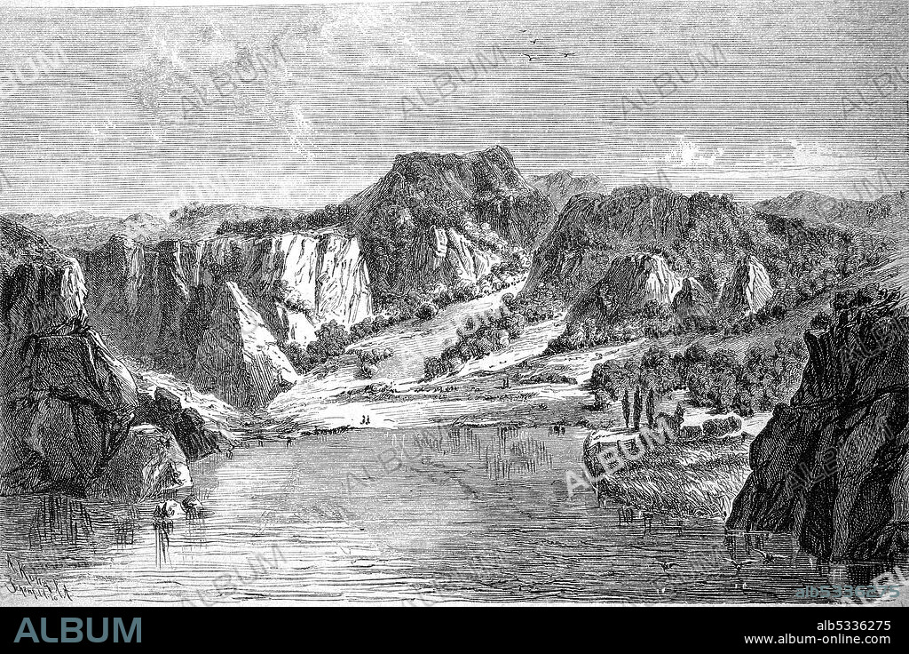 Juan Fernandez, the island of Robinson Crusoe, archipelago belonging to Chile in the southern Pacific Ocean, in 1880  /  Juan Fernandez, die Insel des Robinson Crusoe, zu Chile gehörende Inselgruppe im südlichen Pazifik, im Jahre 1880, Historisch, historical, digital improved reproduction of an original from the 19th century / digitale Reproduktion einer Originalvorlage aus dem 19. Jahrhundert,.