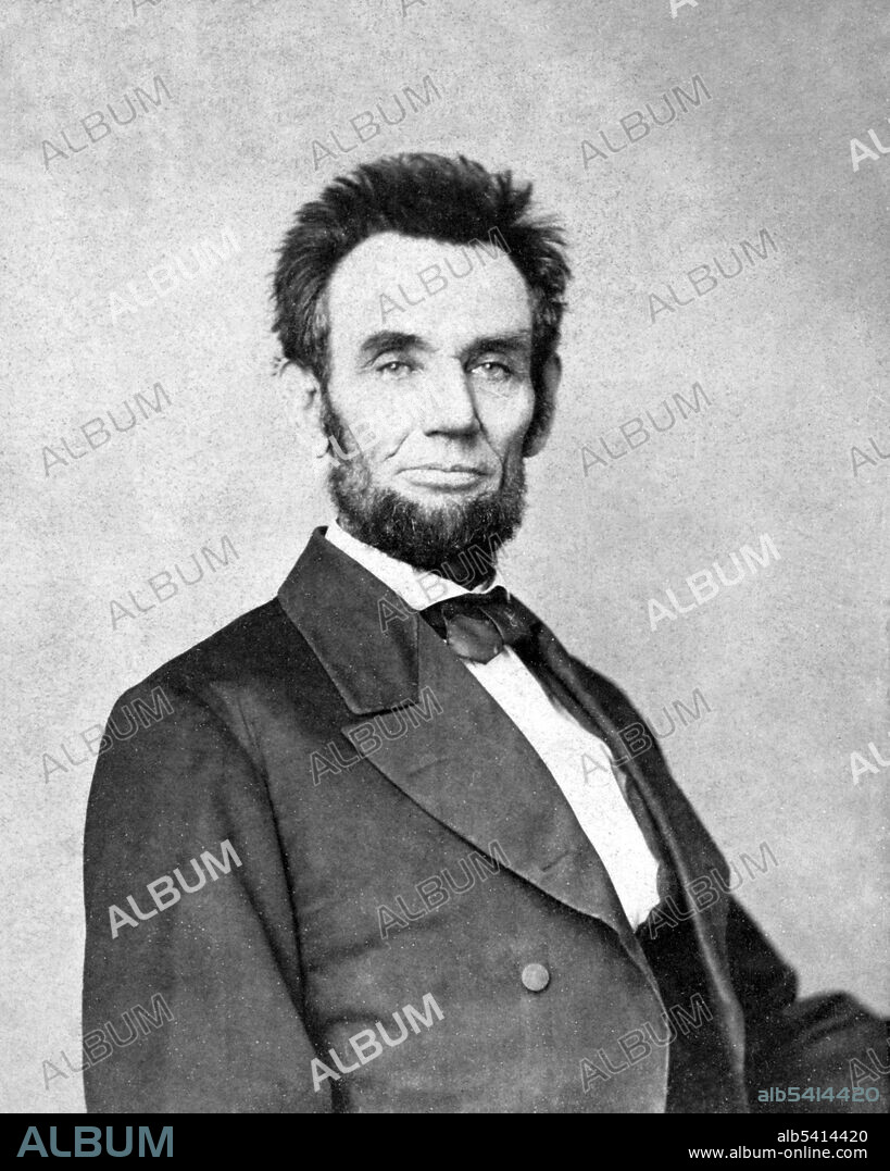 Abraham Lincoln in Washington, D.C., February, 1865. The short haircut was perhaps suggested by Lincoln's barber to facilitate the taking of his life mask by Clark Mills. Lincoln knew from experience how long hair could cling to plaster. Albumen silver print. From an 1865 stereograph long attributed to Mathew Brady but actually taken by Lewis Emory Walker, a government photographer and published for him by the E. & H. T. Anthony Co., of New York.