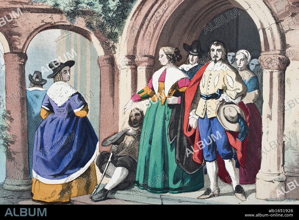 Everyday clothes of ordinary English people at the time of King Charles I. From The National and Domestic History of England by William Aubrey published London circa 1890.
