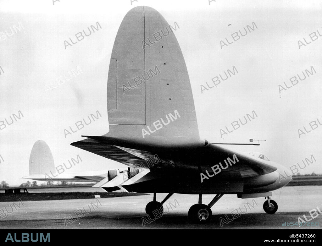 Jet-Wing No. 1 Secrets on Show. A view of the Armstrong-Whitworth AW 52 'Flying Wing' at Coventry, December 16. Some of the secrets of Britain's first jet-propelled flying wing, the Armstrong Whitworth AW 52 were shown December 16 at Coventry, England. This new type - all wings except for wing-tip rudders - is practically finished. Soon it will be taken for flying tests. December 17, 1946. (Photo by Associated Press Photo).