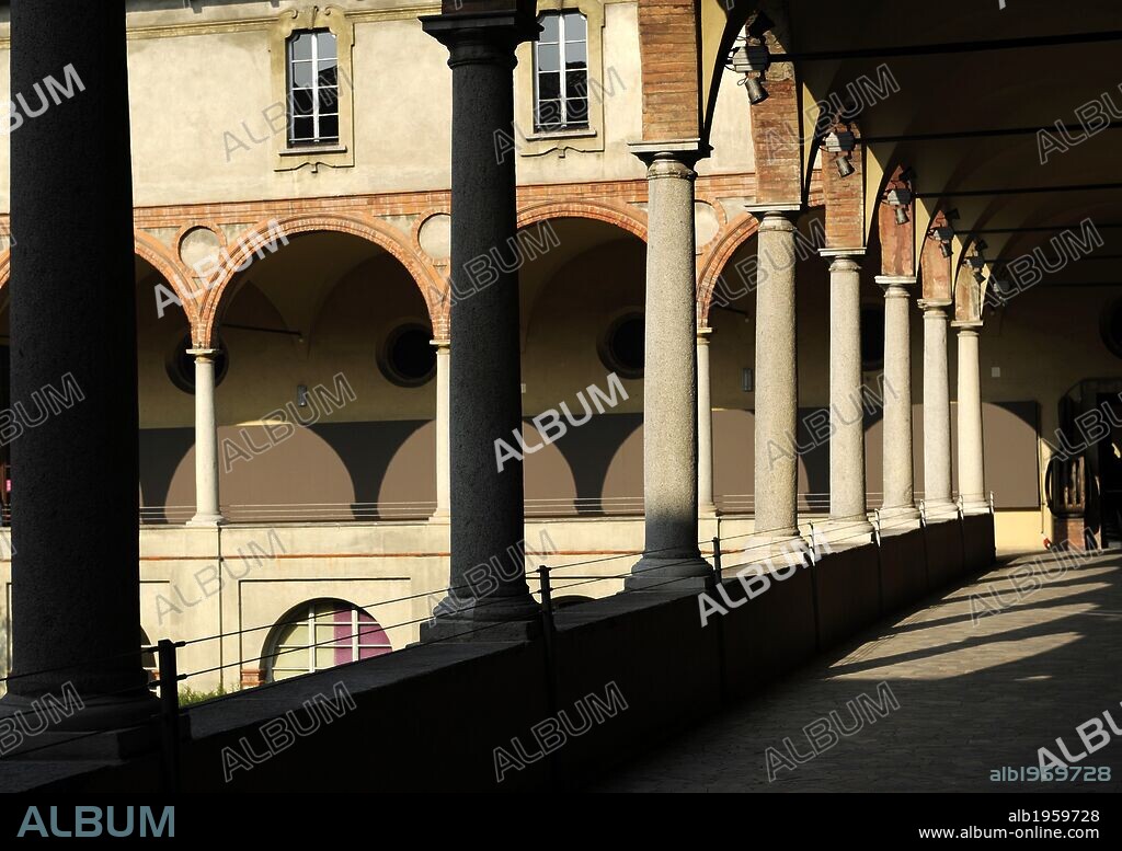The Science and Technology Museum Leonardo da Vinci. Ancient monastery of San Vittore al Corpo. Cloister. Milan. Italy.