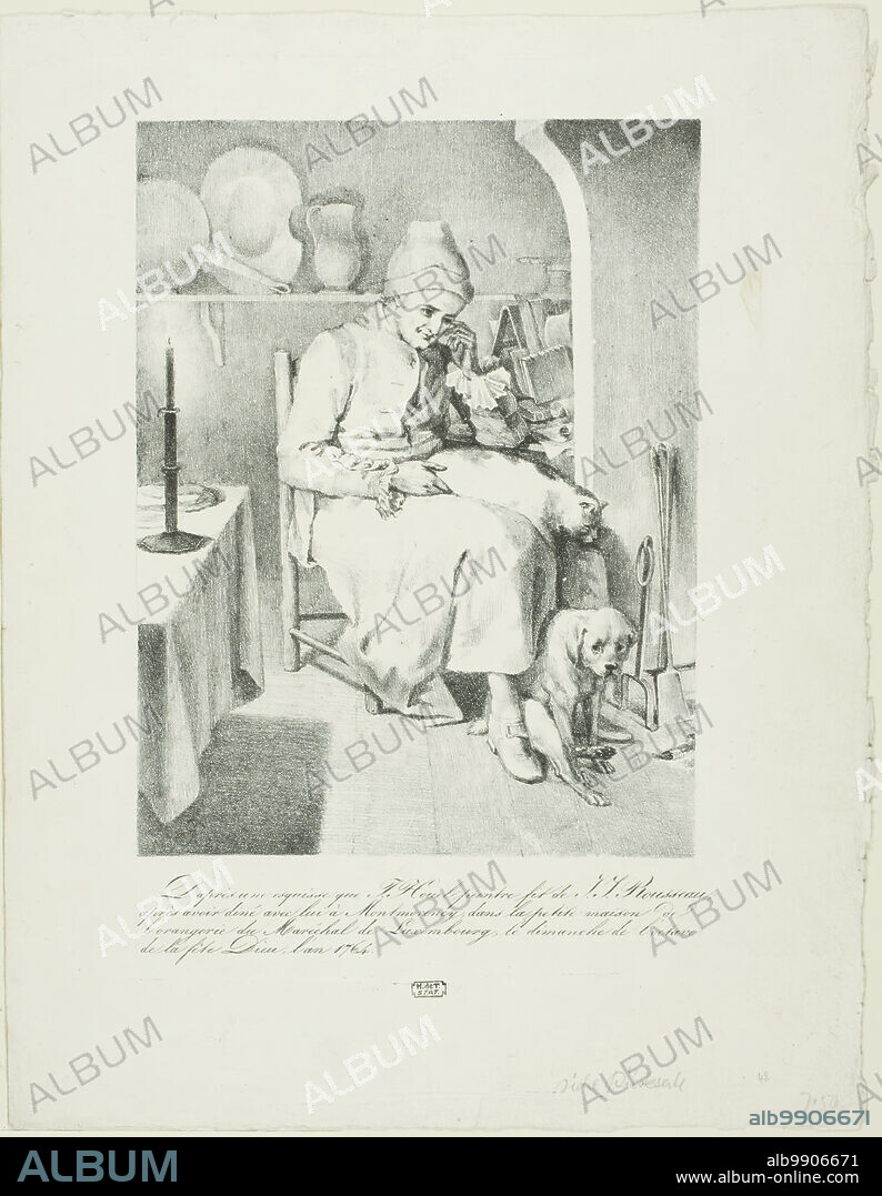 PIERRE NOLASQUE BERGERET. Sketch of Jean-Jacques Rousseau (recto); Forest Scene (verso), n.d.