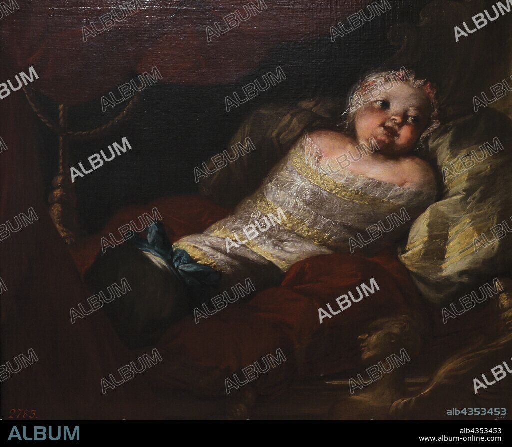 María Isabel de Nápoles (1740-1742). Infanta de España. La Infanta María Isabel de Nápoles. Retrato de Clemente Ruta (1685-1767), 1741. Museo de Bellas Artes. La Coruña. Galicia. España. (En depósito, Museo Nacional del Prado, Madrid) .