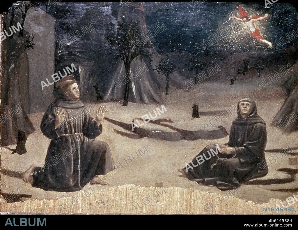 PIERO DELLA FRANCESCA (1420/92). ESTIGMATIZACION DE SAN FRANCISCO - POLIPTICO DE SAN ANTONIO - SIGLO XV - TECNICA MIXTA/TABLA DE ALAMO - 36 x 49 cm.