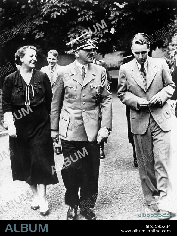 Hitler, Adolf; Dictator (NSDAP), 1889-1945. Hitler attends the opening of the Bayreuth Festival with Winifred and Wieland Wagner. Photo, 24 July 1938.