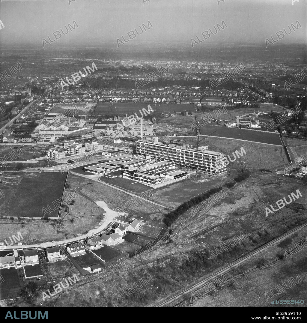 Princess Margaret Hospital, Swindon, Wiltshire, 1963. Opened in 1966, the hospital closed in 2002 and has since been demolished. It was the first large general hospital to be built by the NHS.