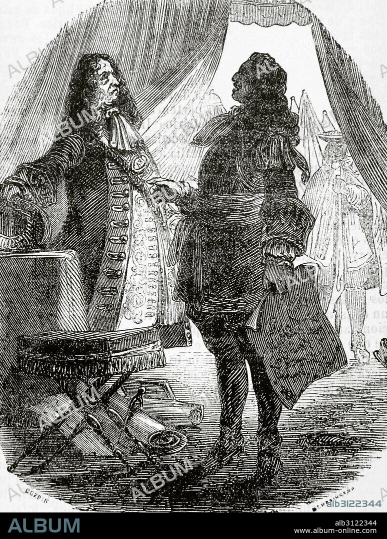 Claude Louis Hector de Villars (1653-1734). Marshal General of France. Villars and the elector of Bavaria. Engraving by Copen. Universal Gallery, 1868.
