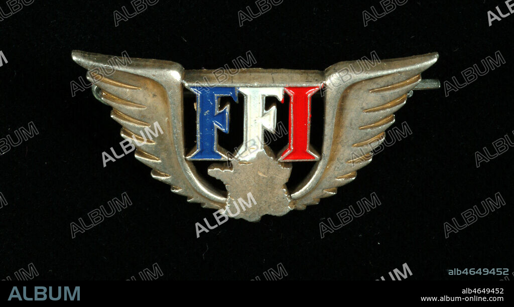 Insigne de FFI, combattant des Forces Francaises de l'Interieur. 1945. Credit : Coll. Diry/KHARBINE-TAPABOR.