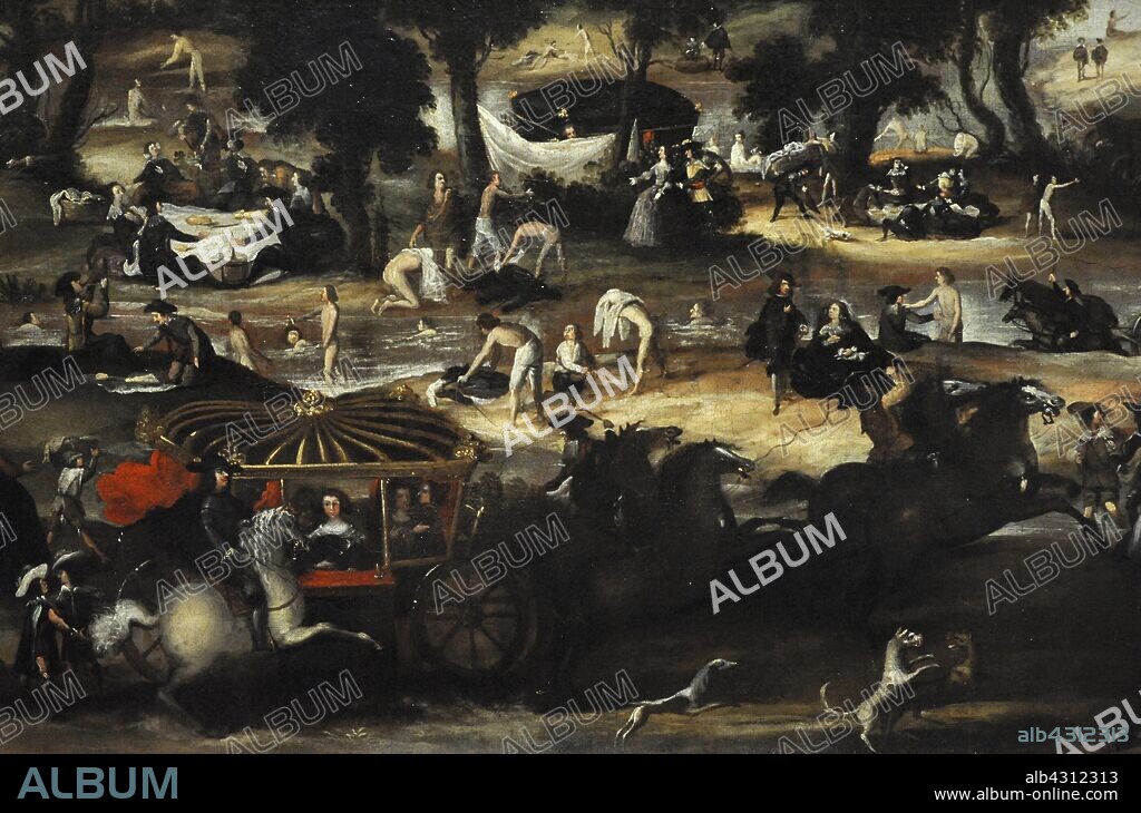 Felix Castello (1595-1651). Spanish painter. Bathing in the Manzanares in the Countryside at Molino Quemado, ca.1634-1637. Detail. History Museum. Madrid. Spain.