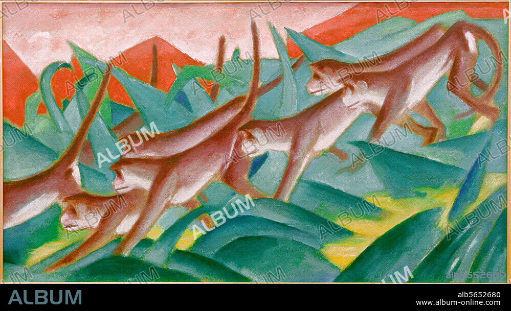 FRANZ MARC. Marc, Franz 1880-1916. "Frise de singes", 1911. Huile sur toile, 75,5 × 135,5 cm. Hamburg, Kunsthalle.