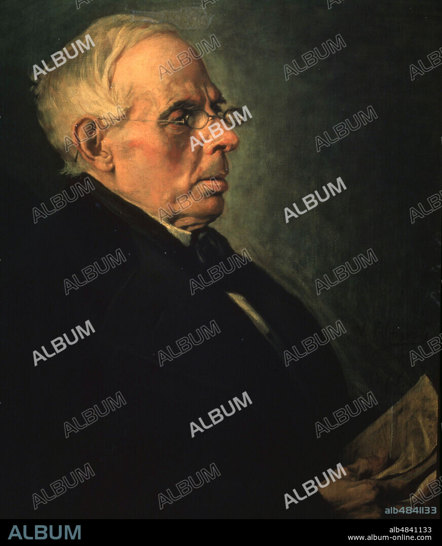 HARTZENBUSCH, JUAN EUGENIO. ESCRITOR ESPAÑOL. MADRID 1806-1880. OLEO DE VICENTE PALMAROLI. ATENEO DE MADRID.