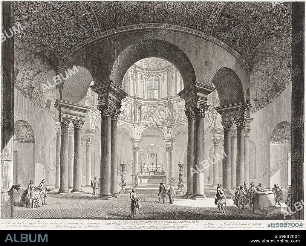 GIOVANNI BATTISTA PIRANESI. View of the interior of the Tomb of Saint Costanza, built by Constantine the Great, and erroneously called the Temple of Bacchus, now the Church of Saint Costaza, c1760-1778. Series: Vedute di Roma, plate 25.