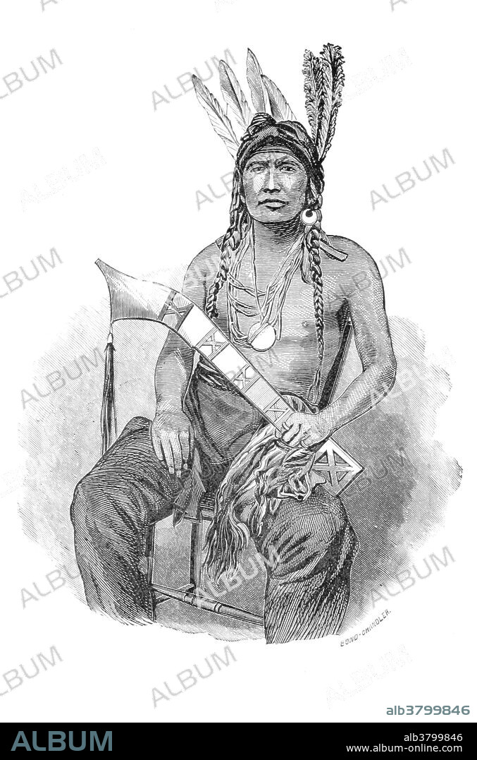 Image taken from page 74 of "The History of Monroe County, Iowa. Illustrated" published by Western Historical Company, 1878. Red Eagle or William Weatherford (1780 or 1781 - March 24, 1824) was a Creek chief. One of many mixed-race descendants of Southeast Indians who intermarried with European traders and later colonial settlers, Red Eagle was of mixed Creek, French and Scots ancestry. He was raised as a Creek in the matrilineal nation and achieved his power in it, through his mother's prominent Wind Clan, as well as his father's trading connections. After showing his skill as a warrior, he was given the war name of Hopnicafutsahia. The Creek War (1813-1814), also known as the Red Stick War and the Creek Civil War, was a regional war between opposing Creek factions, European empires, and the United States, taking place largely in Alabama and along the Gulf Coast. The major conflicts of the war took place between state militias and the "Red Stick" Creeks. At the Battle of Horseshoe Bend General Andrew Jackson defeated the Red Sticks, effectively ending the Creek War. Red Eagle and some other 200 Red Sticks escaped, but turned himself in. Jackson spared his life and Red Eagle helped engineer a new peace through a new treaty, which although permanently reducing Creek territory, was lenient in allowing them to retain most of their homes. After the war, he rebuilt his wealth as a slaveholding planter in lower Monroe County, Alabama where he died in 1824.