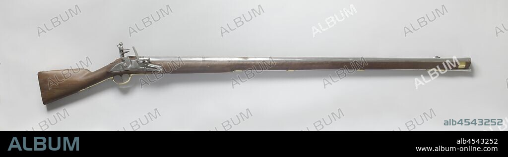 Flintlock Wall Piece, Fortress rifle or flint walbus, front loader. The barrel is not held with brackets on the drawer, but has a small eye at the bottom, through which pins are inserted, which also go straight through the drawer. The gun has an iron loading stick., anonymous, unknown, c. 1825 - c. 1840, laadstok, slot, loop, beslag, lade, kolf, l 184 cm × c 24.9 mm.