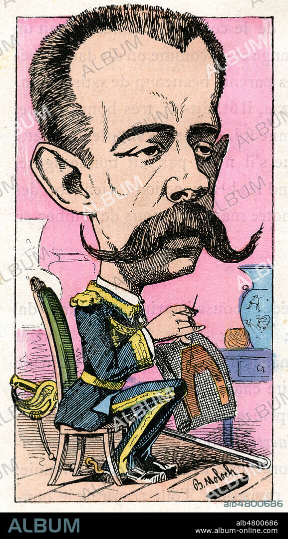 Henri Amédée de Broglie, Prince de Broglie, 1849 - 1917. Caricature de 1882 par MOLOCH (1849-1909) pour Le Trombinoscope de TOUCHATOUT (1835-1911), fin 19eme siecle. Credit Collection KHARBINE TAPABOR.