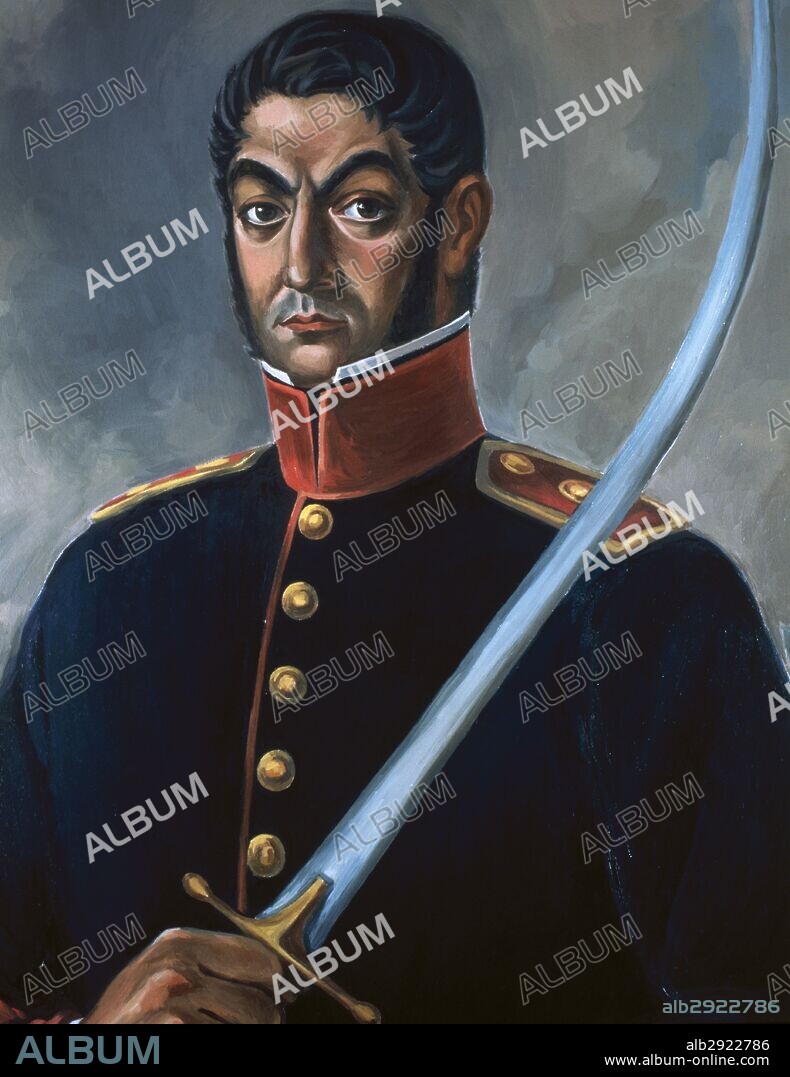 Jose de San Martin (1778-1850), The Liberator. Argentine politician and military hero of American independence. Portrait. Argentine University College. Madrid. Spain.