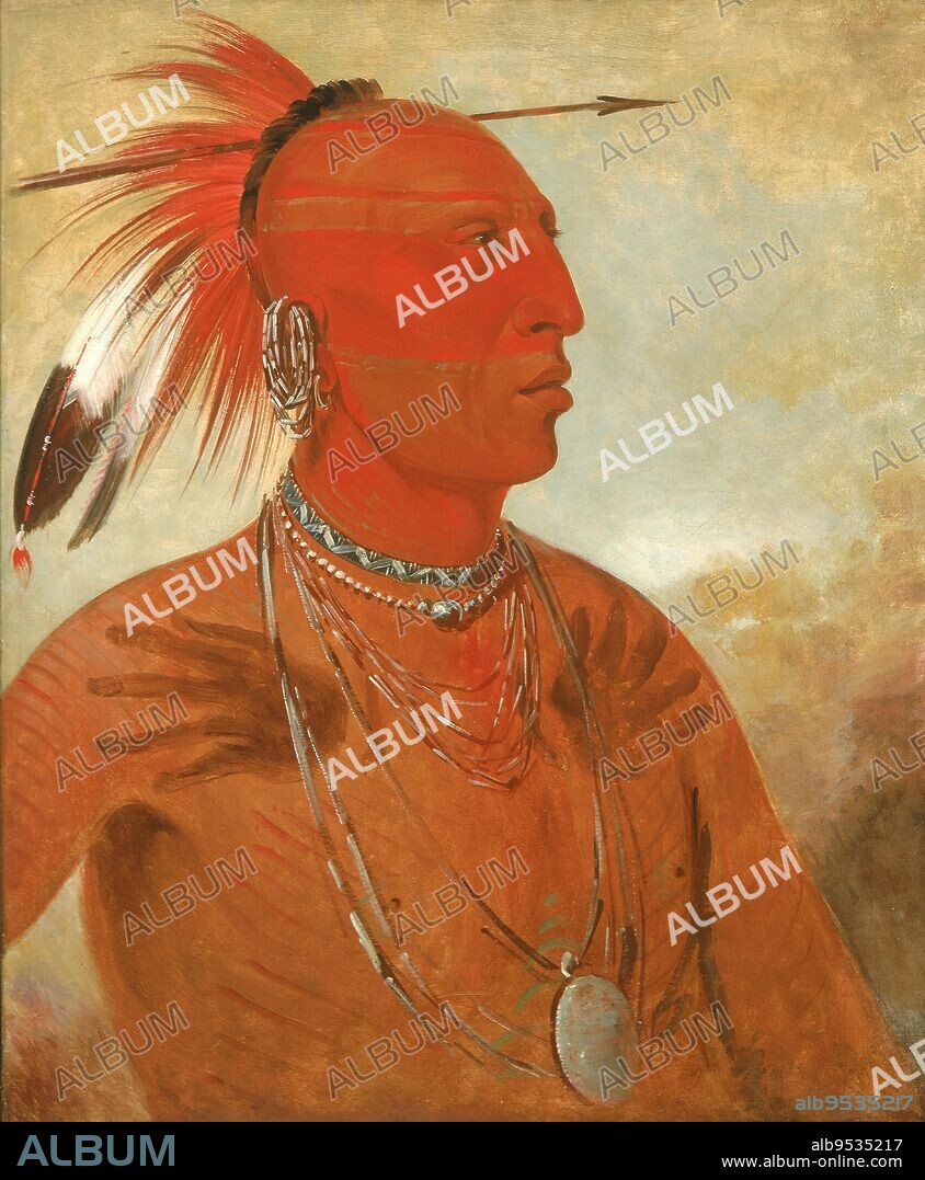 GEORGE CATLIN. La-wáh-he-coots-la-sháw-no, Brave Chief, a Skidi (Wolf) Pawnee. oil on canvas. Date: 1832.