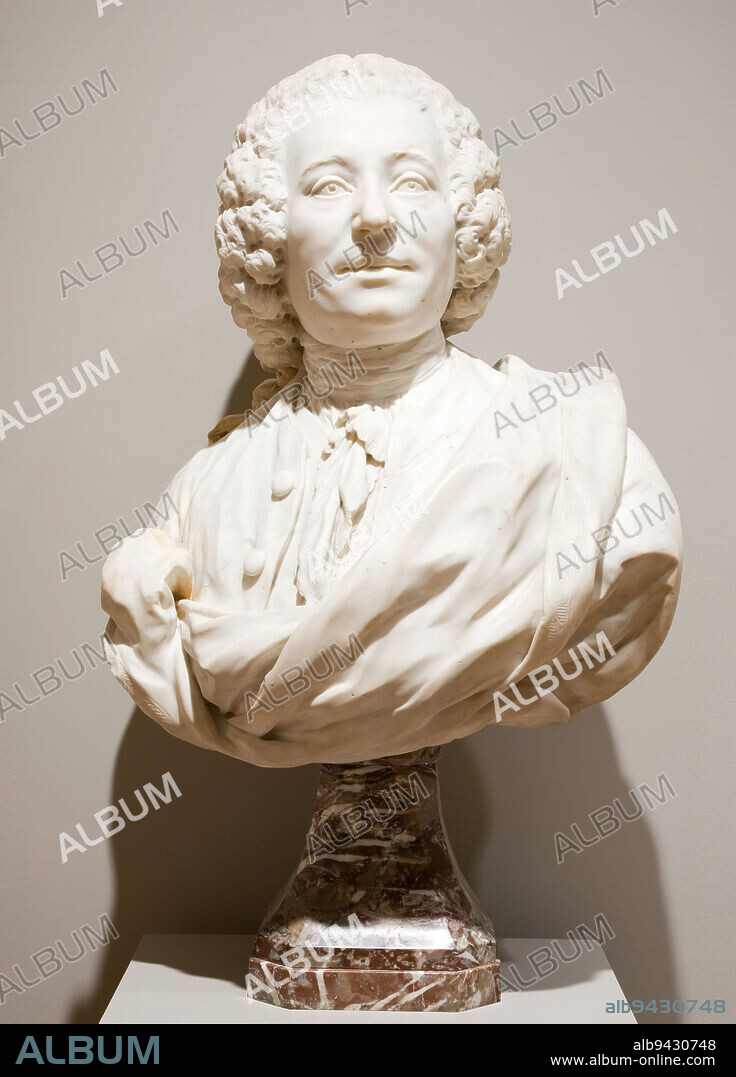 Portrait Bust of M. de Neuville, Captain of Artillery and Comptroller  General, c. 1780, Jean-Jacques Caffieri, French, 17251792, 21 3/4 x 22 1/2  x 20 in. (55.25 x 57.15 x - Album alb9430748