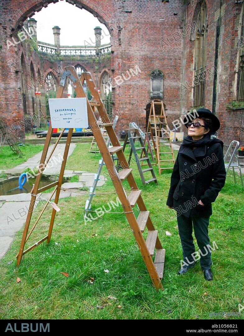 Oct 20, 2008 - London, England, UK - St Lukes Church (bombed out church) in Liverpool where Yoko Ono has orchastrated and art project using Stepladders donated by the Public. 20/10/2008
