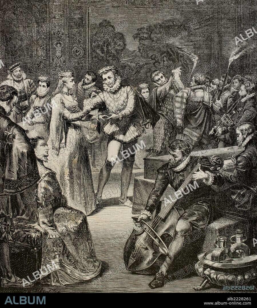 Leopold I (1640-1705). Holy Roman Emperor. Bridal Party of Leopold I and Margaret Theresa of Spain. Engraving by H. Kaefeberg in Germania, 1882.