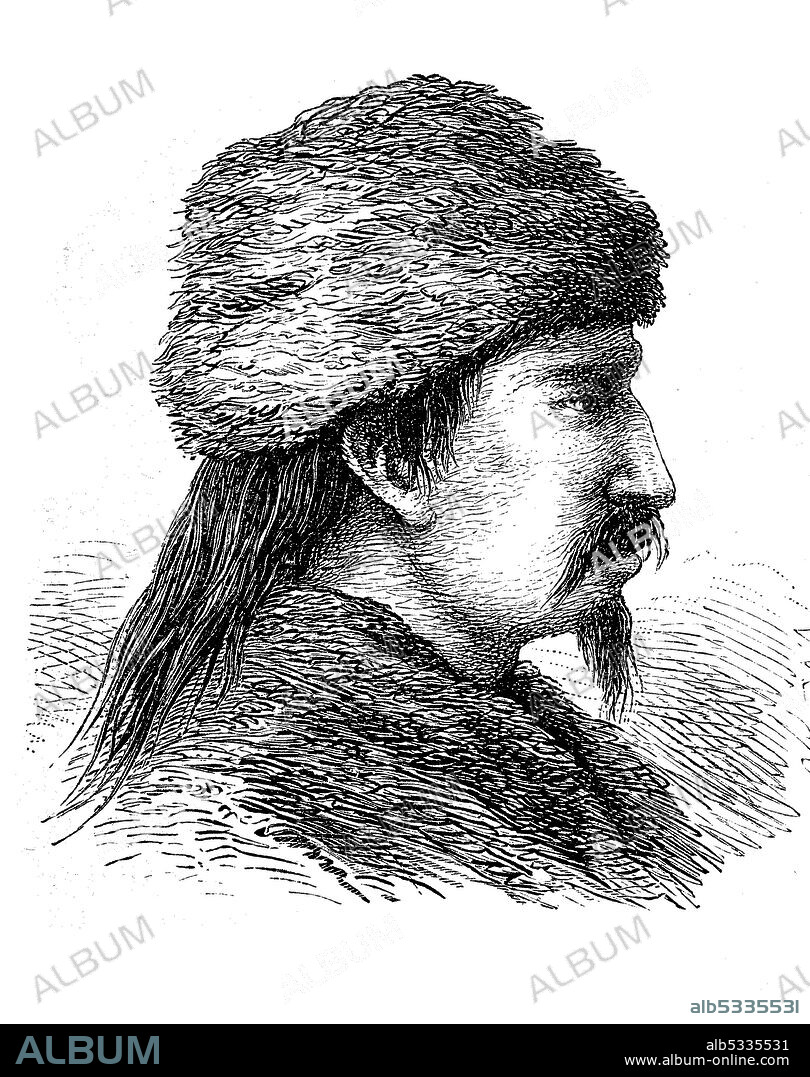 Types of Asian peoples, Tungus, Tungus people  /  Typen asiatischer Völker, Tunguse, Tungusisches Volk, Illustration aus 1881, Historisch, historical, digital improved reproduction of an original from the 19th century / digitale Reproduktion einer Originalvorlage aus dem 19. Jahrhundert,.