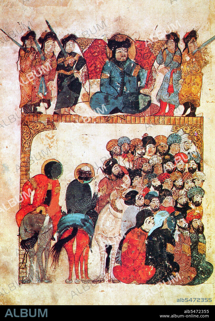 Yahya ibn Mahmod al-Wasiti was a 13th-century Arab Islamic artist. Al-Wasiti was born in Wasit in southern Iraq. He was noted for his illustrations of the Maqam of al-Hariri. Maqama (literally 'assemblies') are an (originally) Arabic literary genre of rhymed prose with intervals of poetry in which rhetorical extravagance is conspicuous. The 10th century author Badi' al-Zaman al-Hamadhani is said to have invented the form, which was extended by al-Hariri of Basra in the next century. Both authors' maqamat center on trickster figures whose wanderings and exploits in speaking to assemblies of the powerful are conveyed by a narrator. Manuscripts of al-Hariri's Maqamat, anecdotes of a roguish wanderer Abu Zayd from Saruj, were frequently illustrated with miniatures.